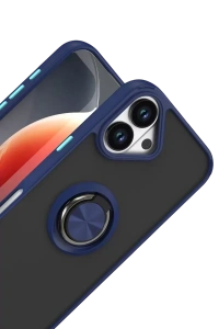 Apple iPhone 17 Montreal Yüzüklü Silikon Kapak - Lacivert