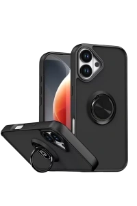 Apple iPhone 17 Montreal Yüzüklü Silikon Kapak - Siyah