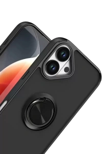 Apple iPhone 17 Montreal Yüzüklü Silikon Kapak - Siyah