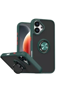 Apple iPhone 17 Montreal Yüzüklü Silikon Kapak - Yeşil