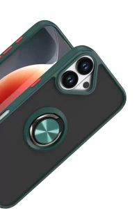 Apple iPhone 17 Montreal Yüzüklü Silikon Kapak - Yeşil