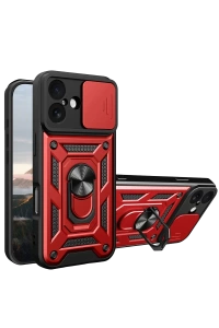 Apple iPhone 17 Pars Lens Yüzüklü Silikon - Kırmızı