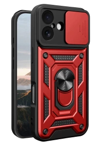 Apple iPhone 17 Pars Lens Yüzüklü Silikon - Kırmızı