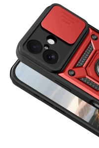 Apple iPhone 17 Pars Lens Yüzüklü Silikon - Kırmızı