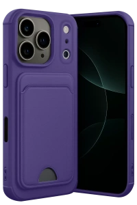 Apple iPhone 17 Pro Kelvin Kartvizitli Silikon - Derin Mor