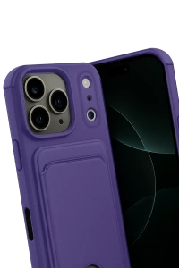 Apple iPhone 17 Pro Kelvin Kartvizitli Silikon - Derin Mor