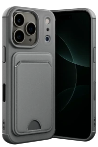 Apple iPhone 17 Pro Kelvin Kartvizitli Silikon - Gri