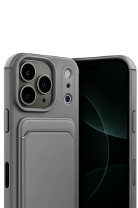 Apple iPhone 17 Pro Kelvin Kartvizitli Silikon - Gri