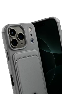 Apple iPhone 17 Pro Kelvin Kartvizitli Silikon - Gri