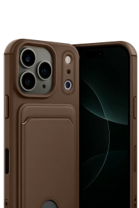 Apple iPhone 17 Pro Kelvin Kartvizitli Silikon - Kahverengi