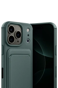 Apple iPhone 17 Pro Kelvin Kartvizitli Silikon - Koyu Yeşil
