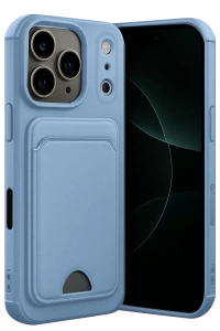Apple iPhone 17 Pro Kelvin Kartvizitli Silikon - Mavi