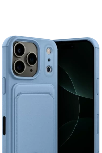 Apple iPhone 17 Pro Kelvin Kartvizitli Silikon - Mavi