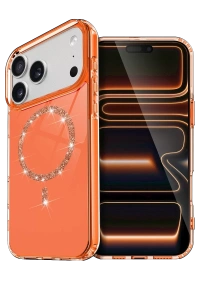 Apple iPhone 17 Pro Live Diamond Magsafe Kapak - Turuncu