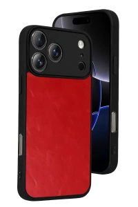 Apple iPhone 17 Pro Max Aras Deri Kapak - Kırmızı