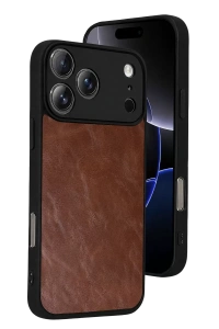 Apple iPhone 17 Pro Max Aras Deri Kapak - Taba