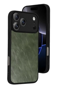 Apple iPhone 17 Pro Max Aras Deri Kapak - Yeşil