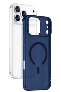 Apple iPhone 17 Pro Max Combo Sert Şeffaf Magsafe Kapak - Mavi