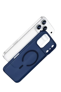 Apple iPhone 17 Pro Max Combo Sert Şeffaf Magsafe Kapak - Mavi
