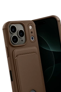 Apple iPhone 17 Pro Max Kelvin Kartvizitli Silikon - Kahverengi