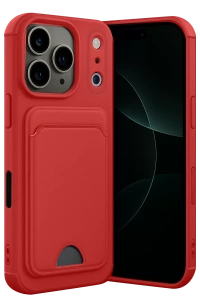 Apple iPhone 17 Pro Max Kelvin Kartvizitli Silikon - Kırmızı