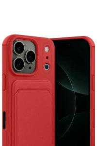 Apple iPhone 17 Pro Max Kelvin Kartvizitli Silikon - Kırmızı