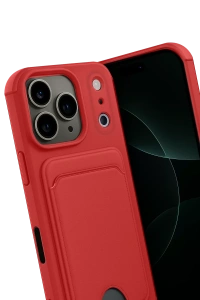Apple iPhone 17 Pro Max Kelvin Kartvizitli Silikon - Kırmızı