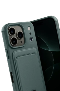 Apple iPhone 17 Pro Max Kelvin Kartvizitli Silikon - Koyu Yeşil