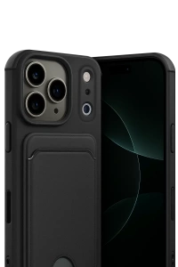 Apple iPhone 17 Pro Max Kelvin Kartvizitli Silikon - Siyah