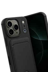 Apple iPhone 17 Pro Max Kelvin Kartvizitli Silikon - Siyah