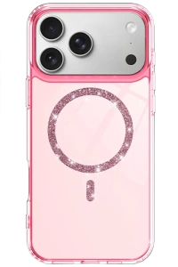Apple iPhone 17 Pro Max Live Diamond Magsafe Kapak - Pembe