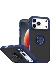 Apple iPhone 17 Pro Max Montreal Yüzüklü Silikon Kapak - Lacivert