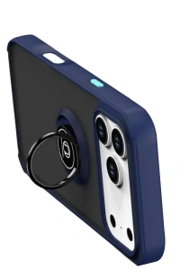 Apple iPhone 17 Pro Max Montreal Yüzüklü Silikon Kapak - Lacivert