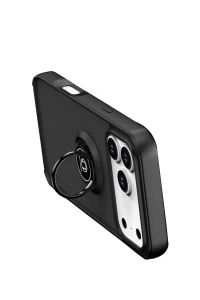 Apple iPhone 17 Pro Max Montreal Yüzüklü Silikon Kapak - Siyah