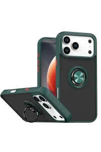 Apple iPhone 17 Pro Max Montreal Yüzüklü Silikon Kapak - Yeşil