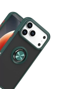 Apple iPhone 17 Pro Max Montreal Yüzüklü Silikon Kapak - Yeşil
