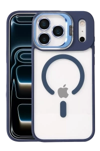 Apple iPhone 17 Pro Max Remim Lensli Magsafe Standlı Kapak - Lacivert