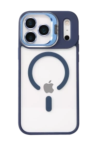 Apple iPhone 17 Pro Max Remim Lensli Magsafe Standlı Kapak - Lacivert
