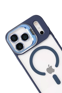 Apple iPhone 17 Pro Max Remim Lensli Magsafe Standlı Kapak - Lacivert