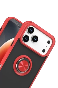 Apple iPhone 17 Pro Montreal Yüzüklü Silikon Kapak - Kırmızı