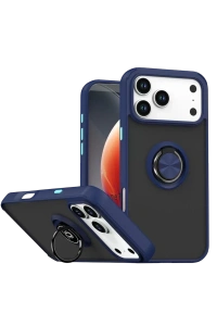 Apple iPhone 17 Pro Montreal Yüzüklü Silikon Kapak - Lacivert