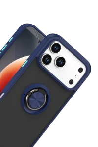 Apple iPhone 17 Pro Montreal Yüzüklü Silikon Kapak - Lacivert