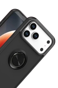 Apple iPhone 17 Pro Montreal Yüzüklü Silikon Kapak - Siyah