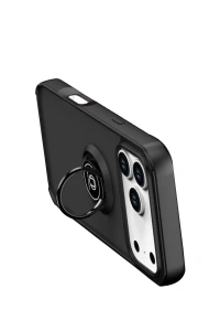 Apple iPhone 17 Pro Montreal Yüzüklü Silikon Kapak - Siyah