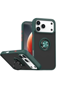Apple iPhone 17 Pro Montreal Yüzüklü Silikon Kapak - Yeşil
