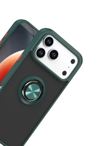 Apple iPhone 17 Pro Montreal Yüzüklü Silikon Kapak - Yeşil