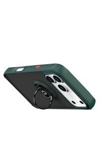 Apple iPhone 17 Pro Montreal Yüzüklü Silikon Kapak - Yeşil