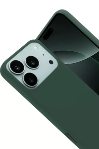 Apple iPhone 17 Pro Nano içi Kadife Silikon - Koyu Yeşil