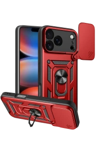 Apple iPhone 17 Pro Pars Lens Yüzüklü Silikon - Kırmızı