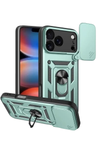 Apple iPhone 17 Pro Pars Lens Yüzüklü Silikon - Yeşil